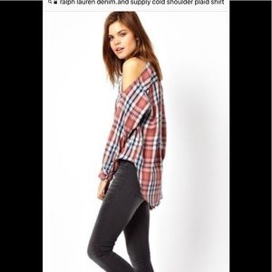 Ralph Lauren Denim and supply cold shoulder plaid